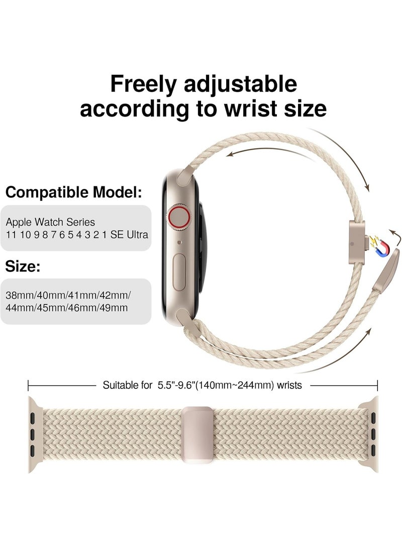 general Braided Stretchy Band Compatible with Apple Watch Bands 38mm 40mm 41mm 42mm 44mm 45mm 46mm 49mm Women Men, Soft Nylon Solo Loop Magnetic Sport Strap for iWatch Series 11 10 9 8 7 6 5 4 3 2 1 SE Ultra - Image 2